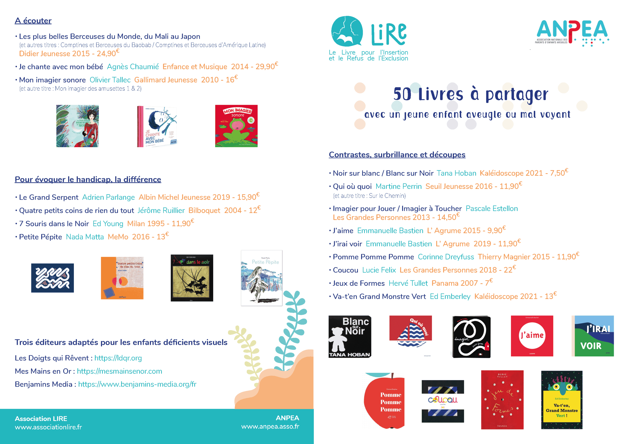 bibliographie 50 livres à partager avec un enfant aveugle ou mal voyant